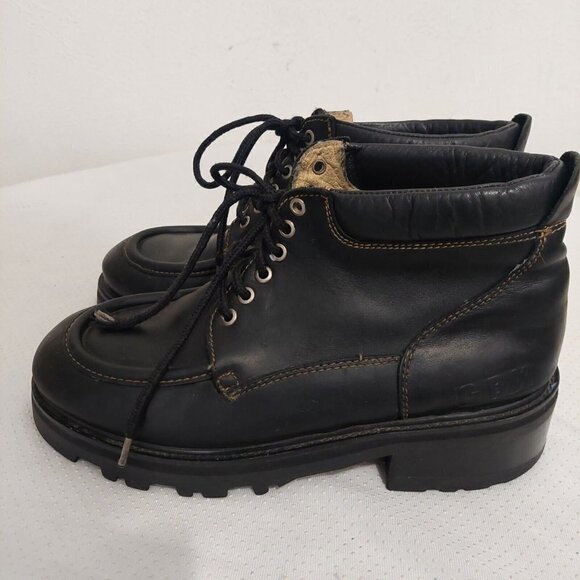 GBX Mens Sz 10M Black Leather Laced Chunky Platform Goth Punk Grunge Boots RARE! - Picture 1 of 9